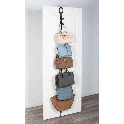 Multifunctional organizer: not only organizes handbags, purses, and backpacks but also works as a hat rack, and coat rack. Find your belts, bags, and hats where they belong, and enjoy your new closet organizer system. | J&V Textiles Over The Door Purse Organizer for Wall or Closet | New Clips | Holds Up to 8 Bags Metal in Gray | 79 H x 4 W x 3 D in | Wayfair Farmers Market Display, Organizer Purse, Closet Organizing Systems, New Closet, Purse Organizer, Storage Closet Organization, Basket Organization, Hat Rack, Handbag Organization