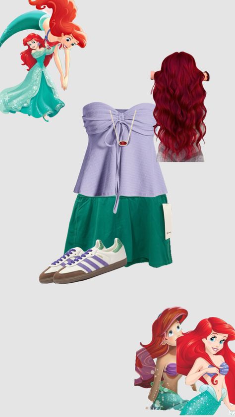 Ariel themed fit❤️💚 Ariel Disneybound Summer, Ariel Disneybound, Ariel Cosplay, Disney Themed Outfits, Cute Disney Outfits, Themed Outfits, Cute Disney, Disney Outfits, Ariel