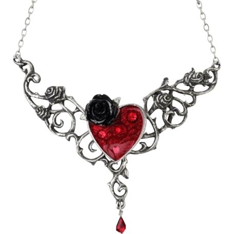 Blood Rose Heart Necklace Gothic Boho, Alchemy Gothic, Crystal Heart Necklace, Swarovski Crystal Hearts, Alternative Jewelry, Rose Heart, Swarovski Crystal Jewelry, Rosé Heart, Heart Shaped Necklace