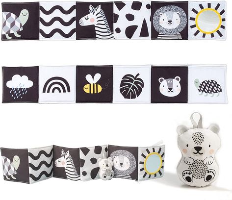 Taf Toys Newborn Soft Activity Book Black & White High Contrast Baby Book Infant Sensory Toys Tummy Time Soft Cloth Books for Babies Textured Fabric Crinkling Shapes Patterns 0-12 Months Newborn Toys Baby Zintuiglijk, Newborn Books, Cloth Books For Babies, Contrast Images, Tummy Time Toys, High Contrast Images, Multi Sensory, Baby Prams, Black And White Baby