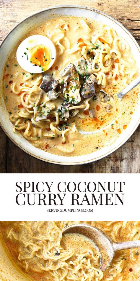 Simple Clean Eating Recipes, Coconut Curry Ramen, Spicy Coconut Curry, Curry Ramen, One Pot Dinners, Ramen Recipes, God Mat, Deilig Mat, Bowl Of Soup