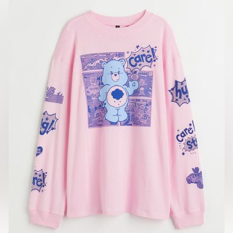 H&M Care Bear Long Sleeve T Shirt Oversized Kawaii Outfit Ideas, Kawaii Shirts, Printed Jersey, Little Outfits, Care Bear, Trendy Shirts, Care Bears, Really Cute Outfits