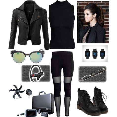 halloween spy outfit by ashbash9692 on Polyvore featuring polyvore, fashion, style, Boohoo, Doublju, Spy Optic, Sony and clothing Spy Outfit Women, Ncis Outfits, Agent Outfit, Fantasy Palace, Mode Pastel, Spy Outfit, Gothic Costume, Spy Gear, Badass Outfit