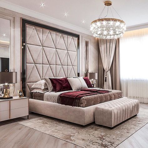 Love this elegant master bedroom design 👌Follow me @SoldByMarkZ for all of your daily motivation and sales needs! ✅ I’m looking for… Russian Design, Upholstered Walls, Luxe Bedroom, Luxury Bedroom Decor, Bedroom Interior Design Luxury, Modern Luxury Bedroom, Luxury Bedroom Design, Bedroom Master, Luxury Bedroom Master