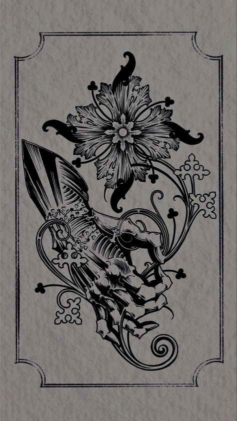 Medieval Flower Tattoo, Gauntlet Tattoo, Medieval Tattoos, Medieval Flowers, Medieval Tattoo, Engraving Tattoo, Arte Occulta, Iphone Wallpaper Aesthetic, Gothic Tattoo