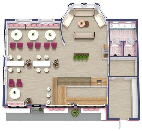 Milk Tea Shop Floor Plan, Book Cafe Floor Plan, Ice Cream Shop Layout Plan, Coffee Shop Plan Layout, Bakery Plan Layout, Bakery Layout Floor Plans, Cafe Plan Architecture Coffee Shop, Floor Plan Coffee Shop, Coffee Shop Floor Plan Layout