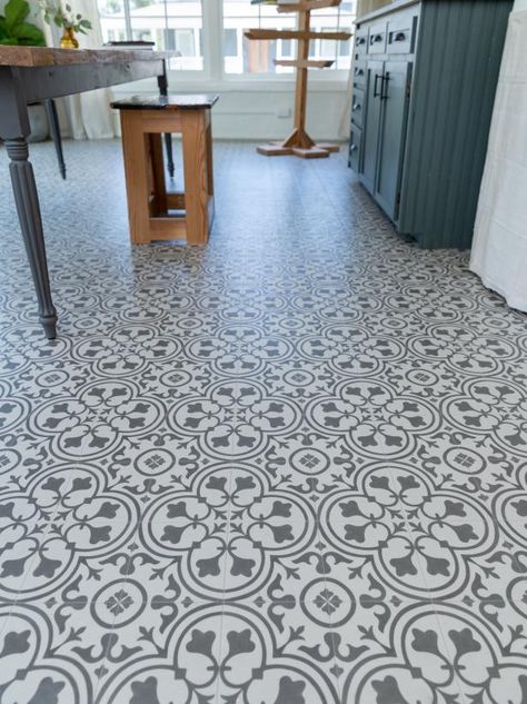 Linoleum Flooring in the Kitchen | HGTV Kitchen Remodel Tile Floor, Modern Linoleum Flooring, Laminate Floor Tiles, Linoleum Flooring Kitchen, Linoleum Kitchen, Linoleum Kitchen Floors, Reno House, Home Town Hgtv, Ben Napier