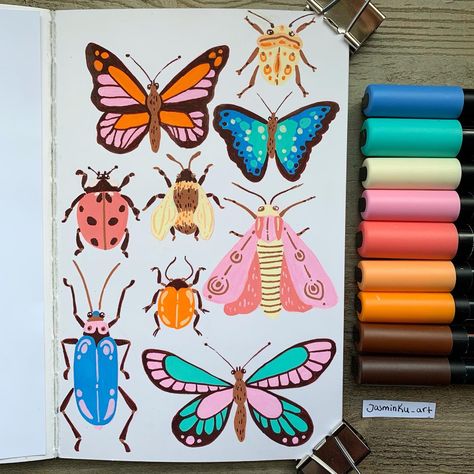 Posca Pens Illustrations, Posca Illustration Doodle Art, Posca Marker Illustration, Posca Pen Painting, Posca Butterfly, Posca Pens Art Ideas Aesthetic, Paint Pen Doodles, Posca Pen Flowers, Posca Animals