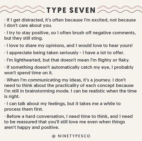 Type 7 Enneagram, Enneagram 7, Enneagram Type 2, Enneagram 3, Enneagram 2, Enneagram 9, Enneagram 4, Enfp T, Be Myself