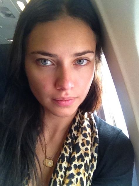 adriana lima without makeup - a reminder that just about ANYONE can be made to look like a Victoria's Secret supermodel (just need a professional make-up artist and photoshop). ;) Without Makeup, Adriana Lima, Lima, A Woman, Makeup, Hair, Make Up