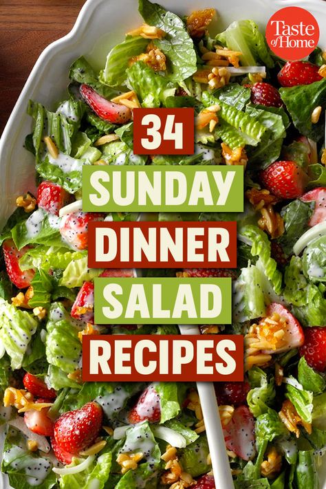 34 Sunday Dinner Salad Recipes Dinner Salad Recipes, Main Dish Salad Recipes, Salad Recipes Healthy Dinner, Salad Recipes Healthy Lunch, Salad Recipes Lunch, Clean Eating Salads, Salad Recipes Healthy Easy, Side Salad Recipes, Spinach Salad Recipes