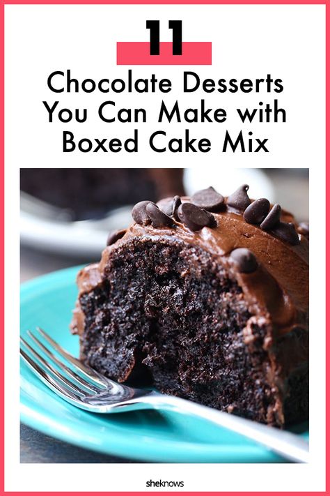 11 Romantic Chocolate Desserts You Can Make With Boxed Cake Mix – SheKnows Chocolate Cake Add Ins, Boxed Chocolate Cake Recipes Ideas, Cakes Mix Recipes Boxed, Chocolate Cake With Mix Boxes, Cake Mix Using Pudding, Choc Cake Mix Recipes Desserts, Desserts With Boxed Cake, Easy Desserts Using Chocolate Cake Mix Boxes, Chocolate Box Cake With Pudding Mix Recipes