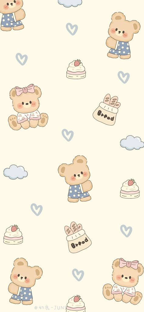 Teddy Bear Wallpaper, Iphone Wallpaper Kawaii, Butterfly Wallpaper Iphone, Wallpaper Doodle, Cute Pastel Wallpaper, Soft Wallpaper, Cute Emoji Wallpaper, Hello Kitty Iphone Wallpaper, Cute Simple Wallpapers