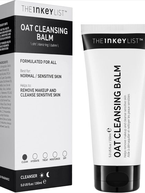 A 150ml tube of The INKEY List Oat Cleansing Balm, a fragrance-free, gentle makeup remover and cleanser enriched with oat extract. Oat Cleansing Balm, Gentle Makeup, The Inkey List, Inkey List, Hydrating Cleanser, Cleansing Balm, Gentle Cleanser, Fragrance Free, Almond Oil