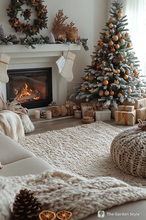 Budget-Friendly Christmas Decor: Transform Your Home from Porch to Living Room and Beyond - The Garden Style Christmas Palette, Christmas Colour Schemes, Christmas Dreaming, Cozy Christmas Decor, Christmas Fireplace Decor, Christmas Decor Inspiration, Christmas Mantel Decorations, Christmas Interiors, Christmas Mantel