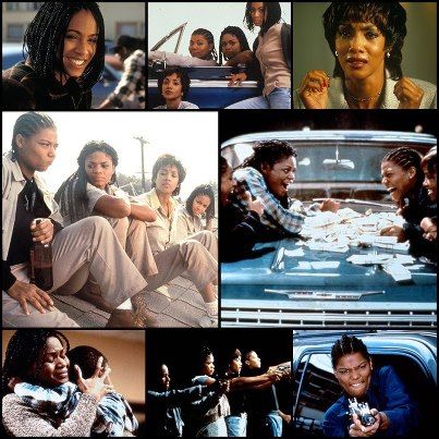 A classic! One of my favorite movies - Set It Off with Jada Pinkett-Smith, Queen Latifah, Vivica Fox, Kimberly Elise. Ridn' as True Blues....Went out as G's. Set It Off Movie, Color In Film, Poetry Design, Set It Off, Vivica Fox, 90s Hip Hop Fashion, Queen Latifah, Black Celebrities, Kia Soul