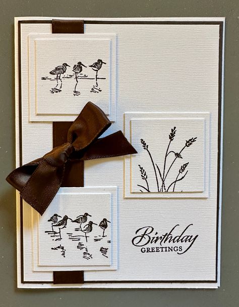 Finding the perfect card for a boyfriend, brother, father etc, can be challenging.  This beautiful card created with premium linen cardstock is the perfect mix of elegance and nature.  The chocolate brown background stamped with espresso ink makes this card the exact compliment to anyone's personality. Each card is handmade so slight variances may occur in placement. The card measures 4.25" x 5.5" with accompanying envelope Faith Cards Handmade, Newspaper Birthday Card, Cards For Men Handmade Ideas, Stamp It Up Cards, Mens Handmade Birthday Cards, Masculine Cards Handmade Happy Birthday, October Birthday Cards, Homemade Birthday Cards For Men, Stampin Up Simple Cards