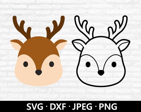 Deer Face Drawing, Reindeer Clipart, Deer Face, Deer Vector, Cheek Art, Deer Drawing, Face Stencils, Face Outline, Deer Animal