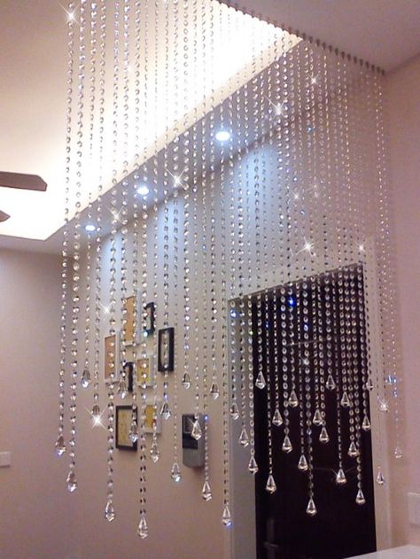 Room Beads, Beads Curtain, Bead Curtain, Crystal Curtains, Home Wedding Decorations, Curtain Ideas, Room Partition, Beaded Curtains, Bedroom Doors