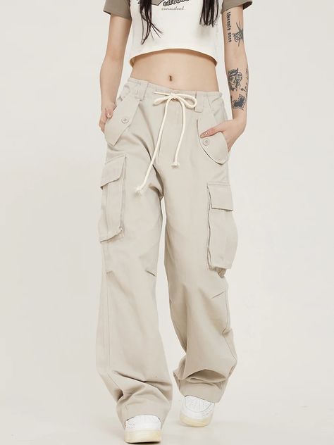 Straight Cargo Pants, Celana Kargo, Safari Style, Garment Labels, Hip Hop Streetwear, Cargo Pants Women, Womens Size Chart, Pants Women, Images Gif