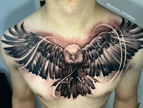 Tattoo Chest And Shoulder, Chest Tattoo Wings, Eagle Back Tattoo, Eagle Chest Tattoo, Tier Tattoo, Small Chest Tattoos, Native Tattoos, Cool Wrist Tattoos, Back Of Neck Tattoo