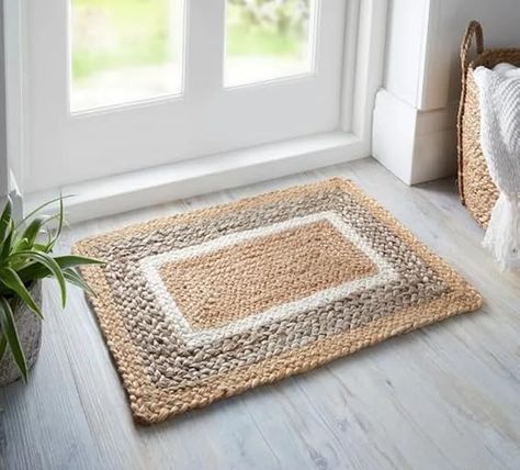 Natural Jute Handmade Reversible Door Mat, 100% Jute Fibre, 40 x 60cm, Rustic Look, Eco-Friendly, Hard-Wearing, Soft-Touch : Amazon.co.uk: Home & Kitchen Inside Front Door Decor, Jute Texture, Inside Door Mat, Front Door Mat Indoor, Jute Doormat, Porch Mat, Indoor Mats, Hallway Designs, Indoor Door Mats