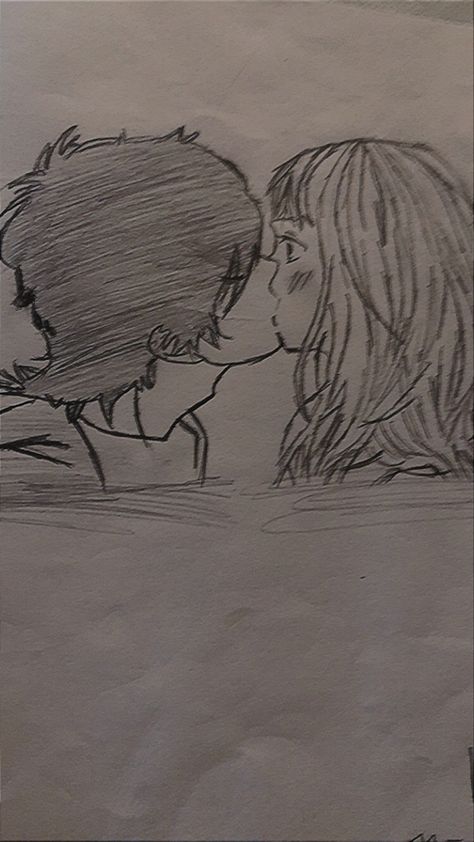 Couple Drawing Pencil, Cute Couple Drawings Aesthetic Sketch, Sketch For Bignners, Couple Drawing Ideas Easy, Imagine Drawing, Cute Couple Sketch Simple, Drawing Of Couple Kissing, Romance Drawing Couple, Sleeping Together Drawing Reference