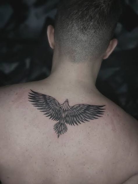 Bird Tattoo Men Back, Mens Small Back Tattoo, Eagle On Back Tattoo, Back Eagle Tattoo Men, Eagle Tattoo Back Men, Bird Back Tattoo Men, Eagle Back Tattoo Men, Small Eagle Tattoo Men, Eagle Tattoo Ideas For Men