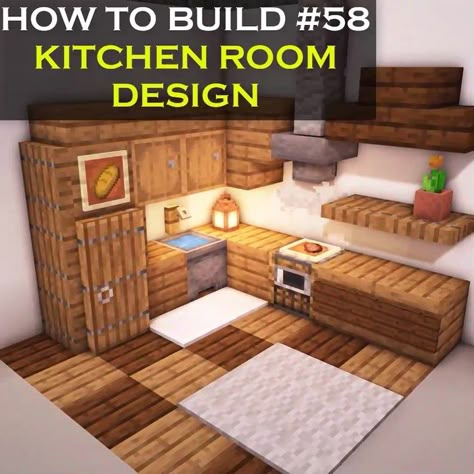 VexelVille on Instagram: “🍎 New Minecraft interior tutorial for building a complete kitchen room design! Need kitchen ideas for your house? This one includes…” Mincraft Idea Houses Inside Kitchen, Easy Minecraft Kitchen Ideas, Minecraft Small Kitchen Design, Minecraft Inside House, Minecraft Home Interior Kitchen, Minecraft Modded Kitchen, Minecraft House Interior Ideas, Minecraft Interior Ideas, Minecraft Kitchens