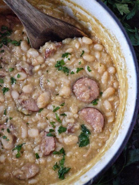 Creamy White Beans Recipe - Coop Can Cook White Beans And Rice, Camellia White, White Bean Recipes, Recipes Southern, Southern Louisiana, Beans And Sausage, Louisiana Style, Southern Mom, Northern Beans