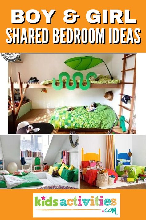 Today we have the best list of boy and girl shared bedroom ideas. If you’re like me, you have a large family and not enough room. That’s okay, because these amazing boy and girl ideas for shared bedrooms are great for any home with multiple kids and limited bedroom space. Boys And Girls Shared Room, Boy Girl Shared Bedroom Ideas, Shared Bedroom Ideas, Boy And Girl Shared Room, Boy And Girl Shared Bedroom, Shared Nursery, Kids Shared Bedroom, Shared Girls Bedroom, Built In Bunks