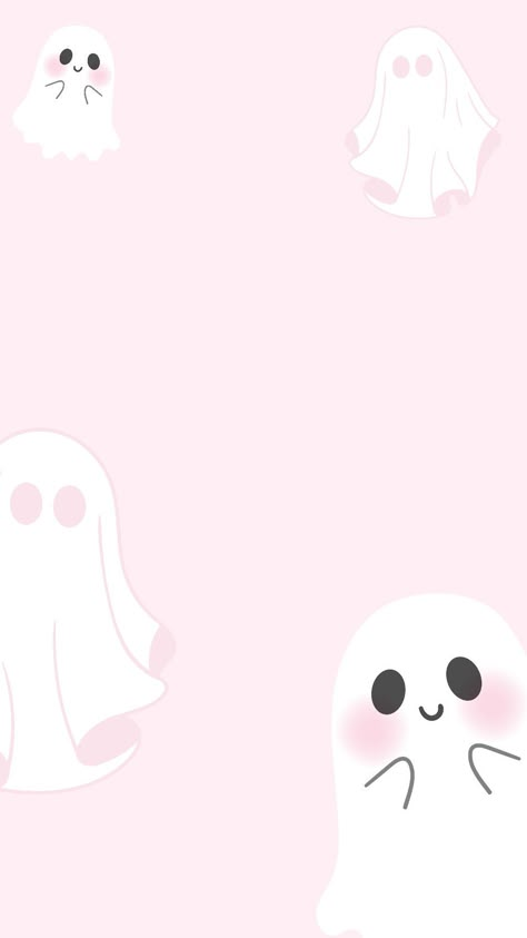 Halloween - Wallpapers - background - ghost - cute Background Girly Cute, Pink Ghost Background, Pink And White Halloween Wallpaper, Pink Aesthetic Halloween Wallpaper, Cute Pink Fall Wallpaper, Pink Fall Wallpaper Aesthetic, Fall Birthday Aesthetic, Ghost Cute Wallpaper, Cute Home Screen Wallpaper Aesthetic