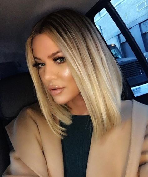 Khloe Kardashian Hair, Kardashian Hair, Short Straight Bob, Party Wig, Blonde Short, Long Hair Wigs, Wigs Synthetic, Ombre Blonde, Long Bob Haircuts