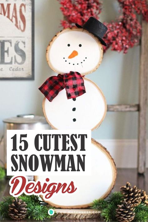 Making DIY Crafts to complement your home decor is an interesting idea. Try to make a snowman using a wooden slice so it will look unique. Painting it white and adding accessories like hats and scarves will make your snowman look perfect. #snowmandesign #ornament #christmas Wooden Snowman Crafts, Pallet Snowman, Pumpkin Snowmen, Snowman Crafts Diy, Christmas Diy Wood, Snowmen Ornaments, Wooden Snowmen, Winter Ornaments, Make A Snowman