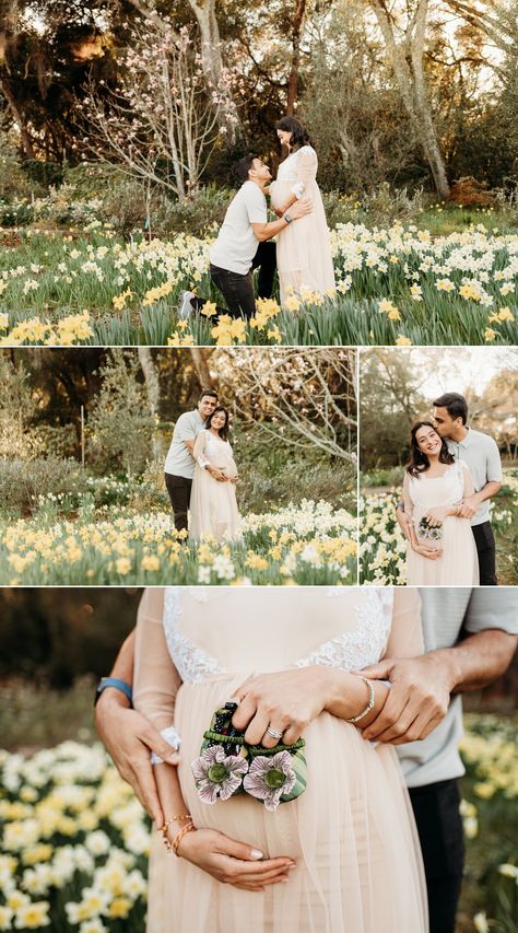 Garden Maternity Shoot Photo Ideas, Spring Maternity Photoshoot Ideas, Maternity Photography Botanical Garden, Maternity Shoot In Garden, Flower Garden Maternity Shoot, Outside Maternity Pictures Spring, Maternity Flower Field Photoshoot, Flower Garden Maternity Photos, Easter Maternity Pictures