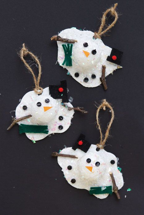 Melted Snowman Ornaments - One Little Project Melted Snowman Craft, Melted Snowman Ornament, One Little Project, Peppermint Candy Ornaments, Tea Light Snowman, Diy Snowman Ornaments, Yarns Ornaments, Melted Snowman, Snowman Craft