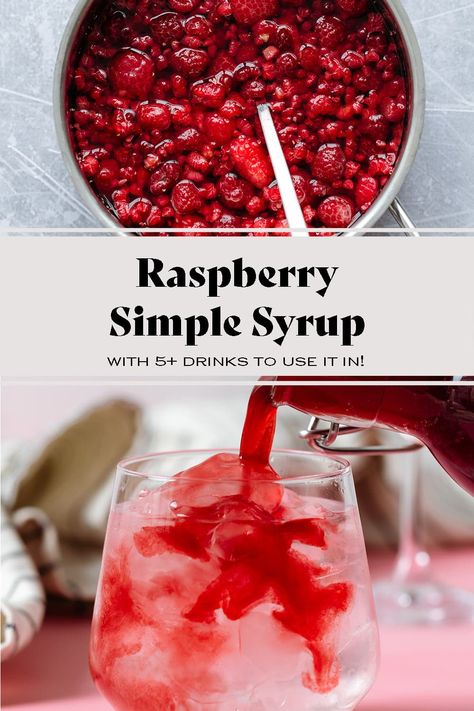 This Raspberry Simple Syrup is a great syrup to have on hand for any iced drinks or cocktails. You can also add it to your water to add fun flavor. It takes less than 30 minutes to make and lasts for about 2 weeks in the fridge. You only need raspberries, water, sweetener, and vanilla extract. The full recipe is on The Healthful Ideas blog! via @healthfulideas Raspberry Simple Syrup, Southern Foods, Raspberry Drink, Strawberry Simple Syrup, Simple Syrup Cocktails, Raspberry Cocktail, Champagne Recipes Cocktails, Honey Simple Syrup, Soda Syrup