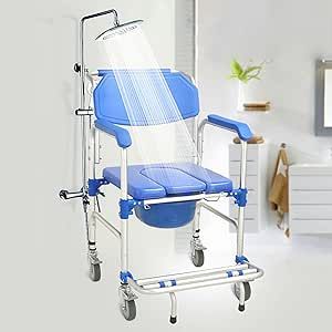 3 in 1 Foldable Shower Wheelchair (350 Pounds), Bedside Commodes Shower Commode Wheelchair Transport Chair with Shower,Toilet,Shower Comode Wheelchairs for Elderly and Disabled Mobility Scooter Accessories, Shower Wheelchair, Bedside Commode, Transport Chair, Transport Wheelchair, Shower Toilet, Daily Living, Baby Health, Household Supplies