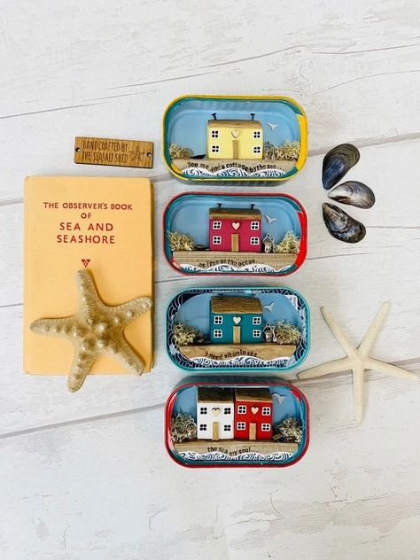 | Home Driftwood Ornaments, Sardine Tin, Driftwood Houses, Mussel Shell, Wedding Themed, Nautical Wall Art, Recycled Cardboard, Dream Cottage, Driftwood Art