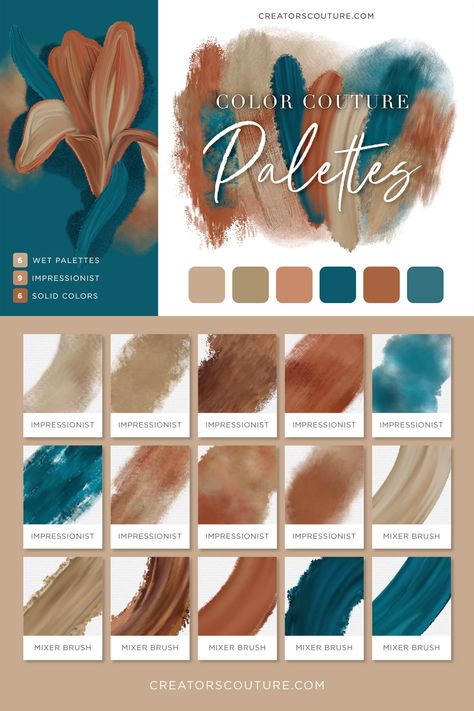 Green And Turquoise Color Palette, Blue And Rust Color Palette, Wedding Pallet Ideas Colour Schemes, Teal Moodboard, Teal Color Palettes, Creative Color Palette, Elegant Colour Palette, Wedding Ideas Color Schemes, Western Color Palette