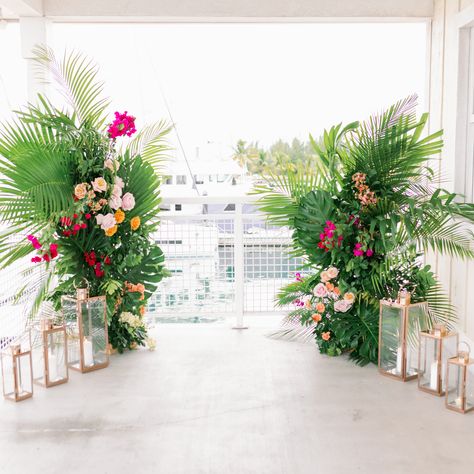 Tropical Ceremony Backdrop. Key West Wedding. Perry Hotel, Stock Island. Wedding Decor and Florals - Table 7. Balcony wedding. Elopement in Florida Tropical Aisle Decorations Wedding, Tropical Ceremony Decor, Tropical Welcome Sign Wedding, Tropical Ceremony Arch, Tropical Wedding Ceremony Decor, Tropical Installation, Tropical Wedding Backdrop, Island Wedding Decor, Tropical Wedding Arch