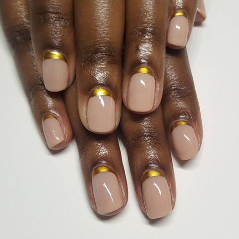 Gold Cuticle Nail Art, Minimalist Gold Nail Art, Short Manicured Nails, Beauty Nails Design, Gold Nail, Her Nails, Nails Black, Nagel Inspo, Manicure Y Pedicure