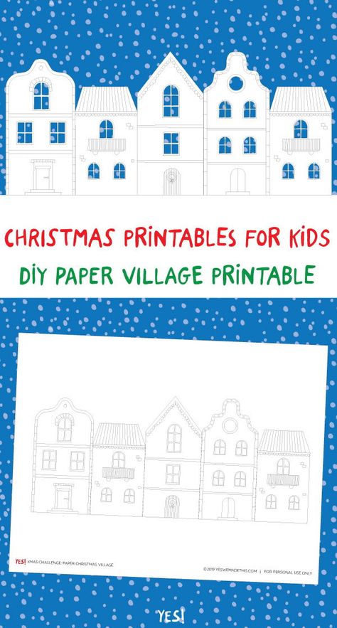 Christmas Village Templates Free, Christmas House Template, Printable House Template, Christmas Village Template, Xmas Kids Crafts, Christmas Village Printable, Free Christmas Printables For Kids, Printable Christmas Village, Diy Christmas Village Houses