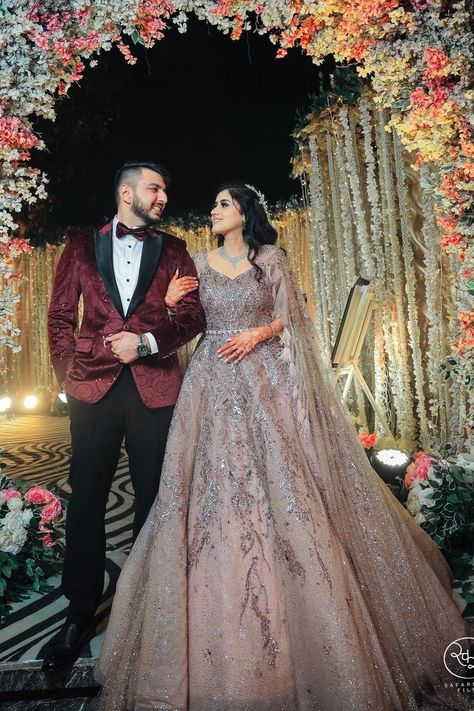 Wedding Lehengas Bridal And Groom, For Engagement Dress Indian, Bride Gown Dress, Bride Gowns Indian, Gowns Dresses For Reception, Indian Gown For Engagement, Wedding Gowns For Reception, Walima Couple Matching Dress, Engagement Bride Dress Indian