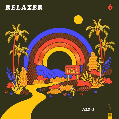 Alt-J Album Cover Reimagined by Amy Hood - Island scene with palm trees and rainbow Concept Aesthetic, Spring Semester, Unique Illustration, Music Illustration, Pochette Album, Colour Combos, Cover Art Design, Illustration Style, 3d Drawings