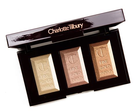 Charlotte Tilbury Bar of Gold Highlighter Palette Review & Swatches Palet Bar, Charlotte Tilbury Highlighter, Charlotte Tillbury, Gold Highlighter, Permanent Makeup Machine, Charlotte Tilbury Makeup, Highlighter Palette, Powder Highlighter, Glitter Eyes