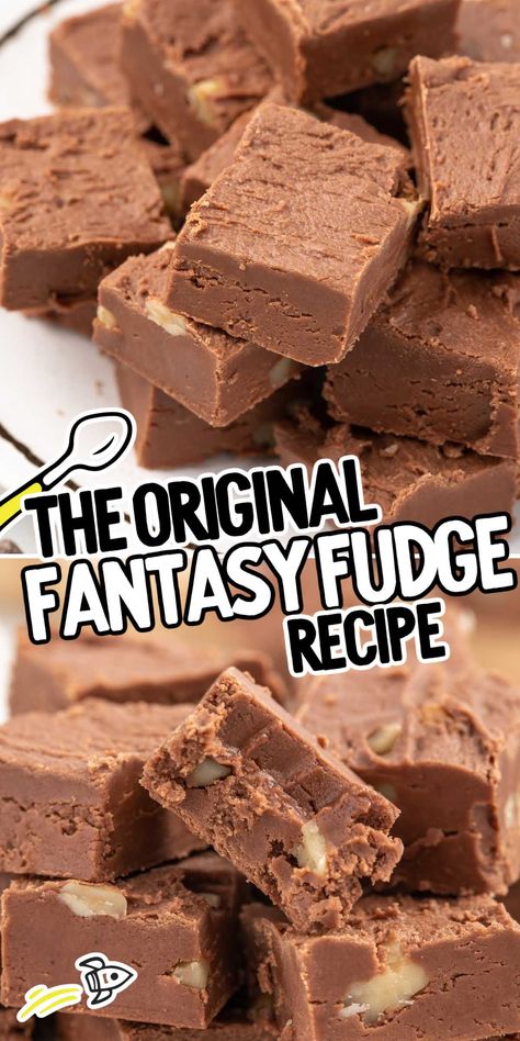 Fantasy Fudge Recipe Original, Fudge With Marshmallow Cream, Original Fantasy Fudge Recipe, Fantasy Fudge Recipe, Chocolate Bonbons Recipe, Fantasy Fudge, Marshmallow Fluff Recipes, Marshmallow Fudge, Fun Holiday Food