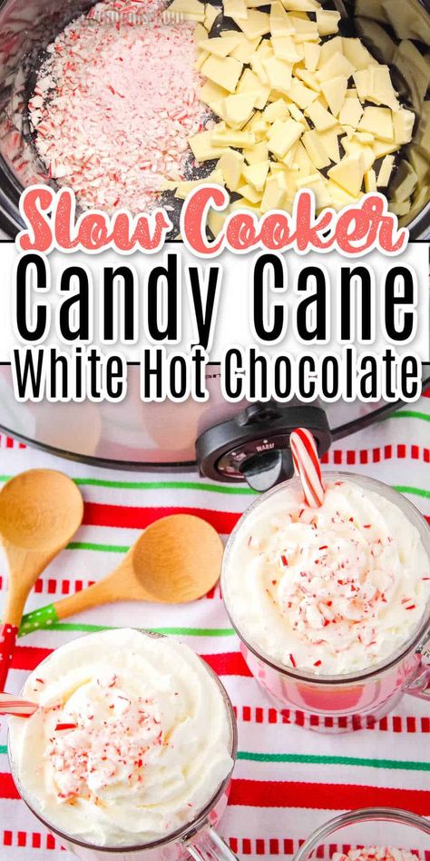 Pioneer Woman White Hot Chocolate, Winter Wonderland White Hot Chocolate, Crockpot Drinks Christmas, Dock Party, Tea Poems, Crockpot Drinks, Peppermint Hot Chocolate Recipe, Slow Cooker Candy, Hot Cocoa Mix Recipe