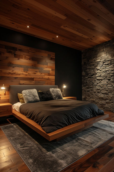 Dark Zen Bedroom, Bedroom Nighttime Aesthetic, Zen Dark Bedroom, Bed Niche, Aaia Forest Zen Bedroom, Modern Dark Bedroom, Peace & Quiet Aesthetic, Bedroom Aesthetic Ideas, Dark Bedroom Aesthetic