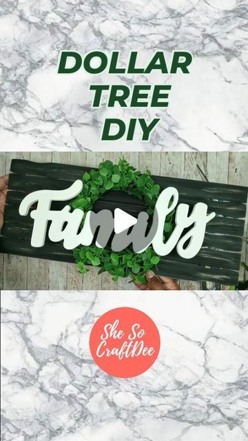 Diy Family Tree Wall Decor, Diy Family Tree, Family Tree Wall Decor, Paint Sticks, Dollar Tree Hacks, Tree Family, Family Tree Wall, Dollar Tree Decor, Family Sign